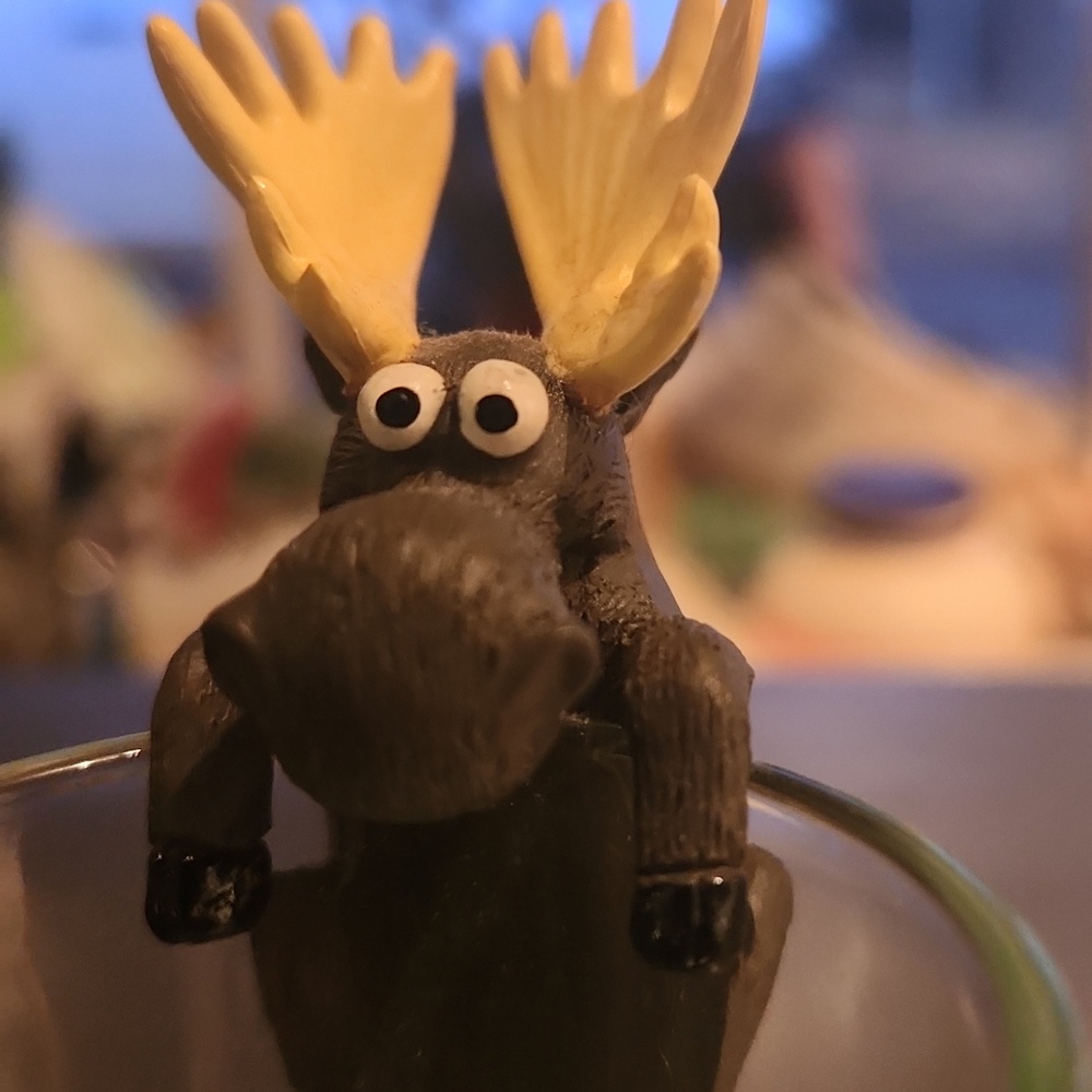 Hangin' Out In Victoria Shot Glass with Moose Topper - Green Accent